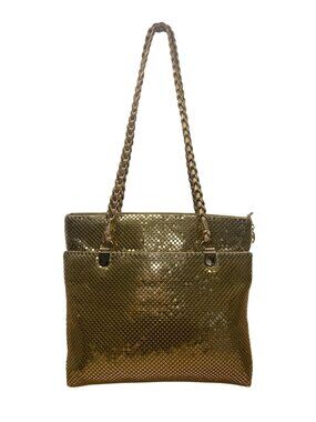 Empire Orr Women’s Gold Metallic Mesh Double Strap Zip Closure Shoulder Bag